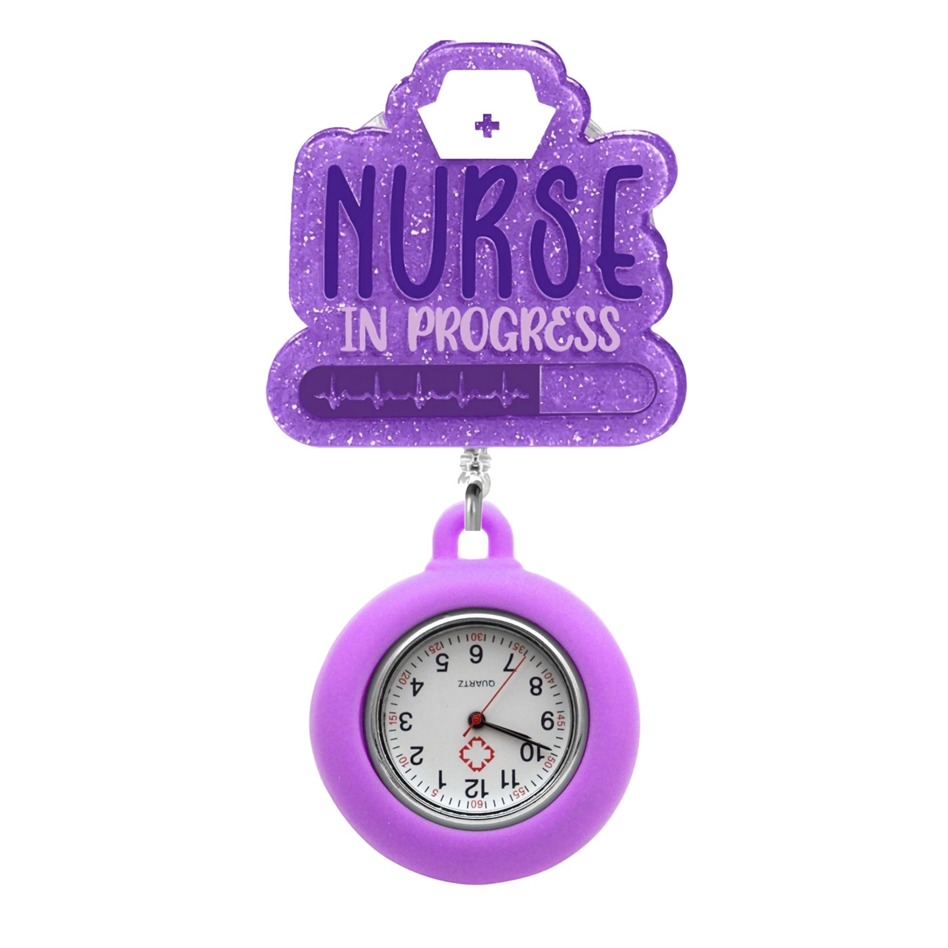 Wholesale Cute Cartoon Pocket Watch Acrylic Retractable Clip Badge Keychain