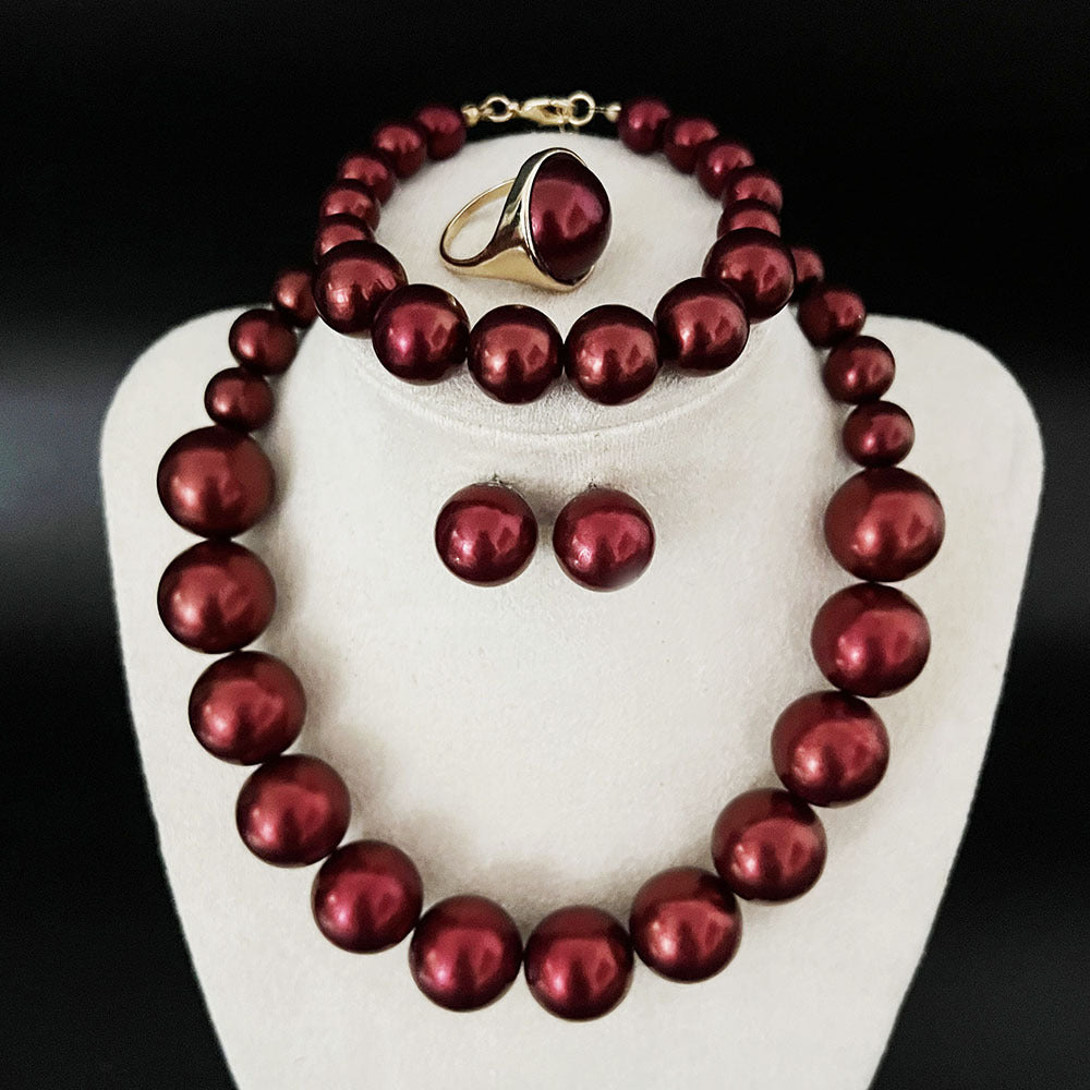 Wholesale Elegant Korean Pearl Necklace Earrings Set Bridal Jewelry Accessory Trendy Gift For Women Resale