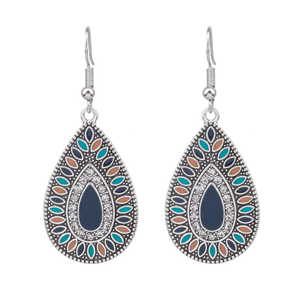 Wholesale Bohemian Retro Colorful Drop Earrings Alloy Electroplated Fashion Accessory