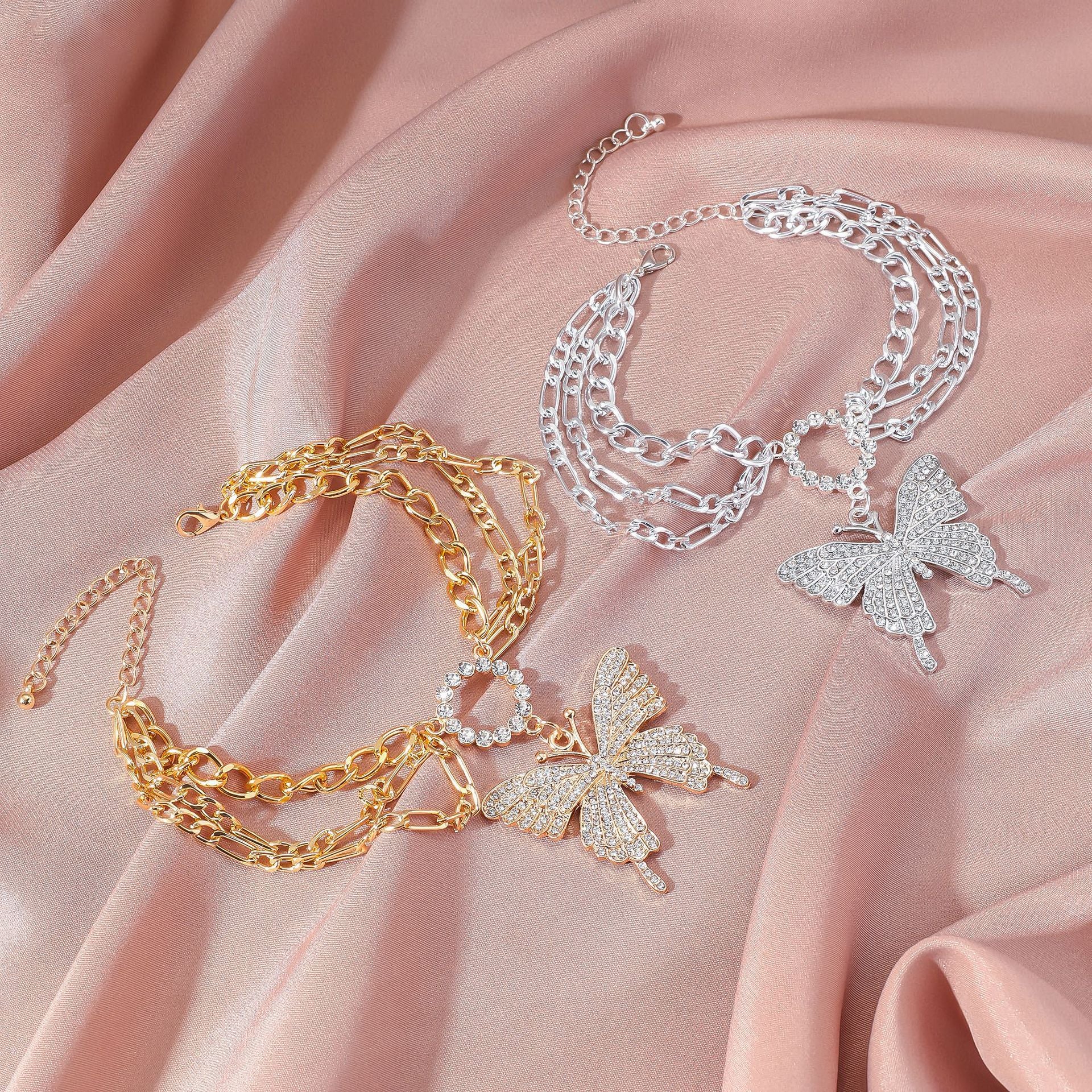 Wholesale Multi-layered large butterfly anklet