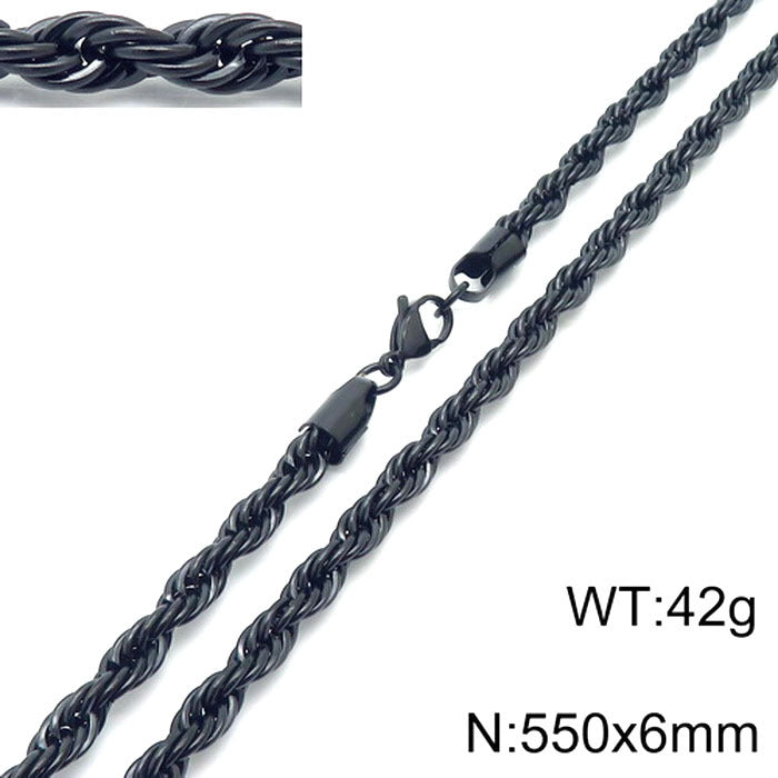 Wholesale Black Twist Chain with Chain Button Rope Chain Titanium Steel Necklace ACC-NE-KaLun002
