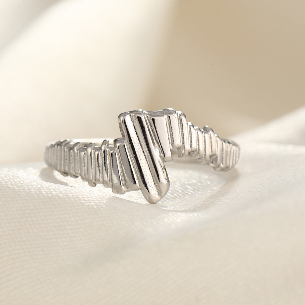 Wholesale Line Hearts Butterfly Irregular Stainless Steel Open Rings  ACC-RS-TaiMei004