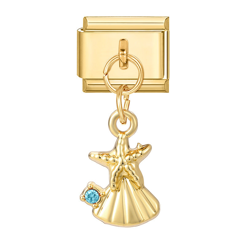 Wholesale 9mm Italian Charm Starter Bracelets DIY Ocean  Series Stainless Steel Composable Bracelet