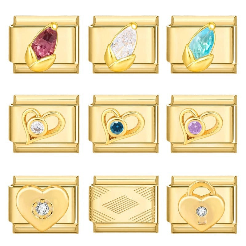 Wholesale Italian Charm Bracelet 9mm DIY Splicing Removable Stainless Steel Gold Base Moon Composable Bracelet