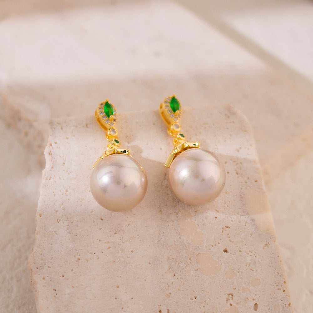 Wholesale Light Luxury Pearl Earrings Retro Micro-inlay Earrings
