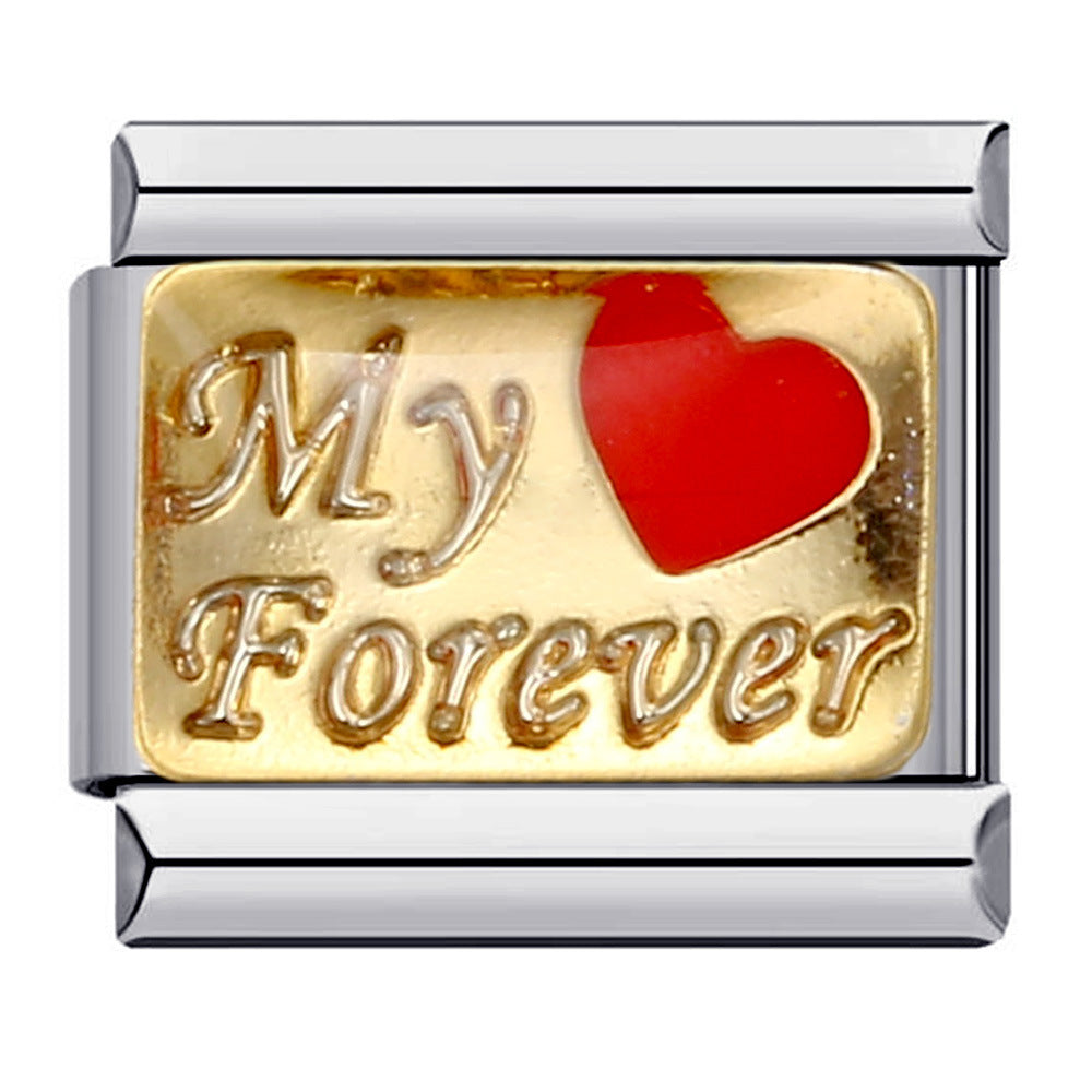 Wholesale  Italian Charm Bracelet Welded Gold Plated Oil Drop DIY ElasticStainless Steel Composable Bracelet