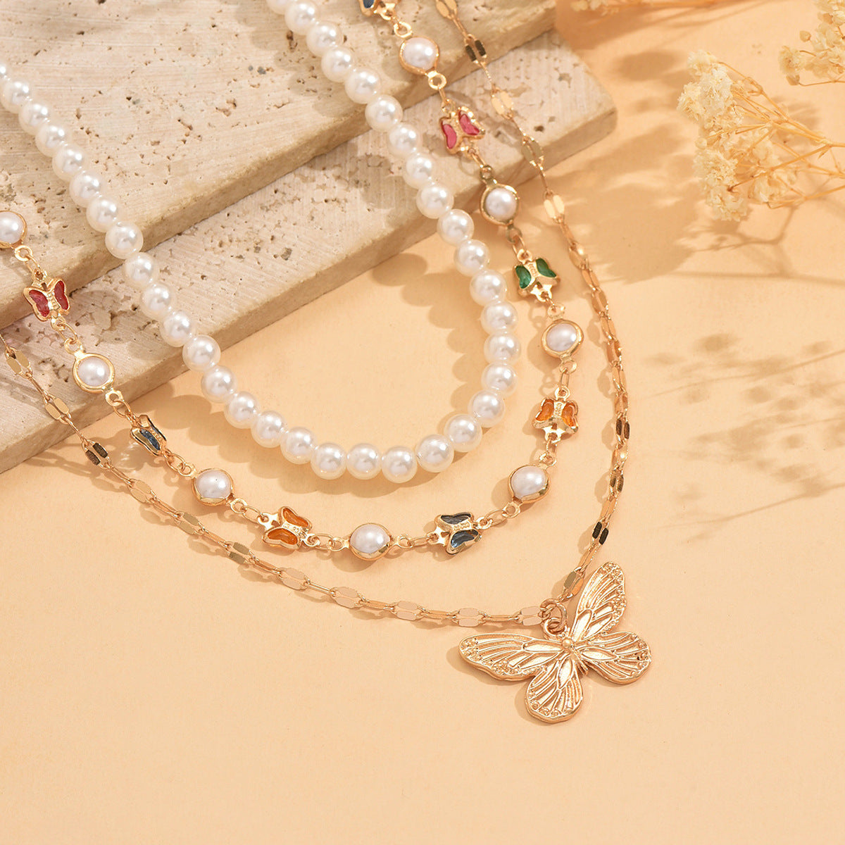 Wholesale  colorful butterfly clavicle chain necklace.