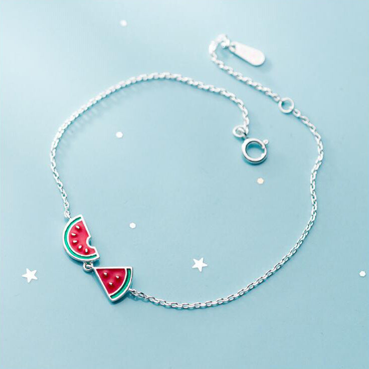 Wholesale S925 Silver Sweet Cute Watermelon Bracelet