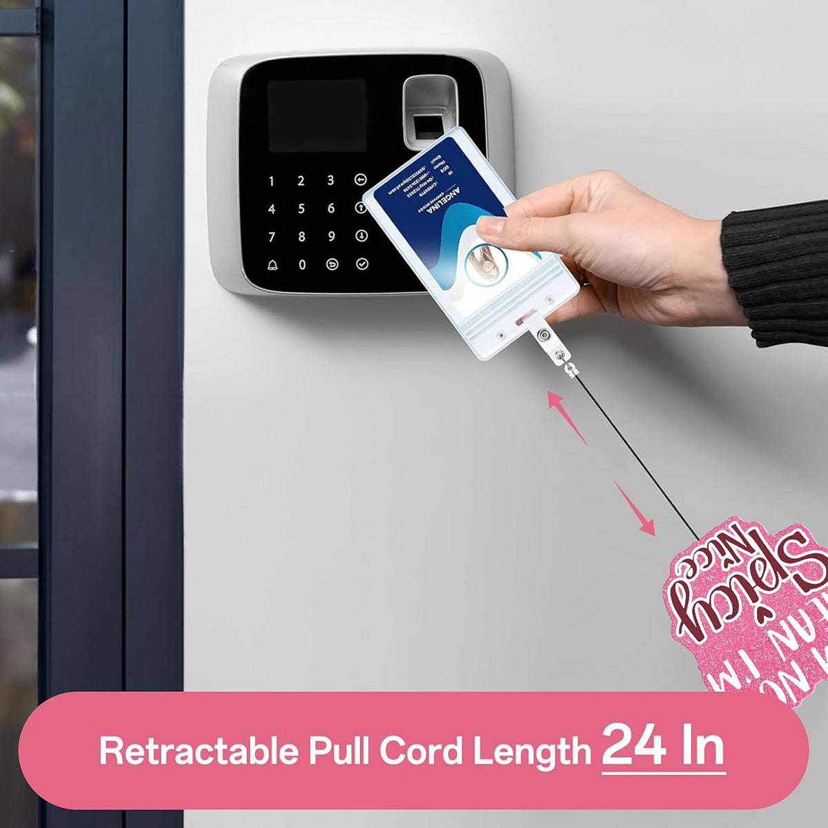 Wholesale  retractable acrylic English rotating clip Badge Reels