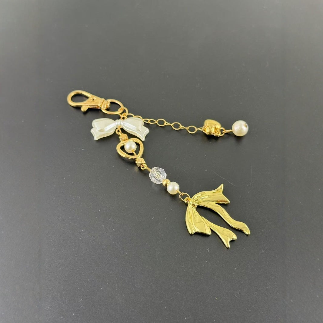 Wholesale Gold bow heart pendant keychain