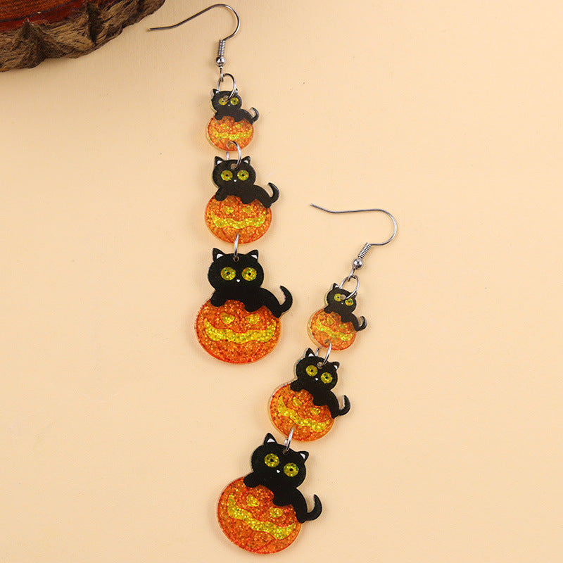 Wholesale  Contrasting Color Long Pumpkin Acrylic Earrings