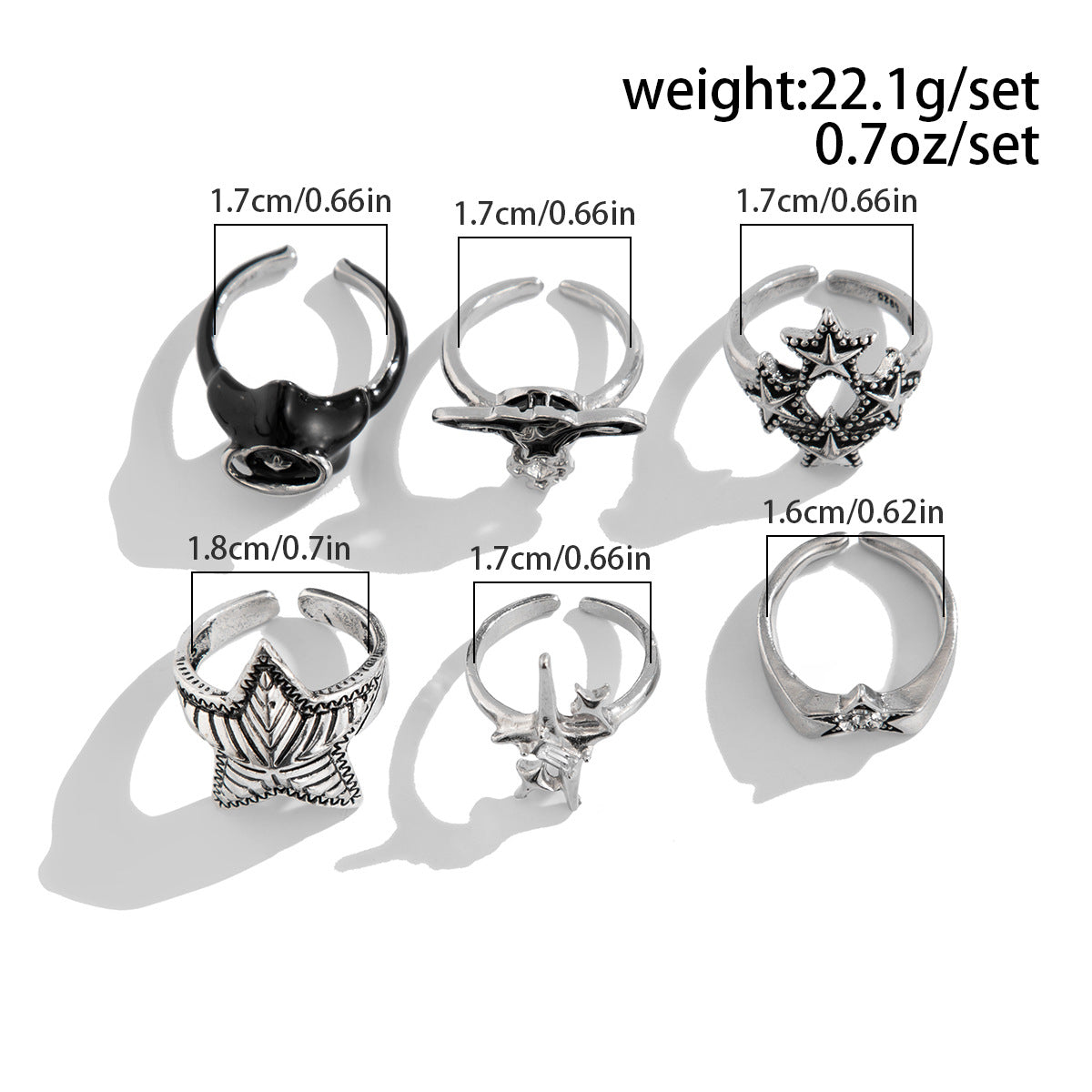 Wholesale Retro Five-Pointed Star Men' s Ring and Bracelet Set Fashion Accessory Gift