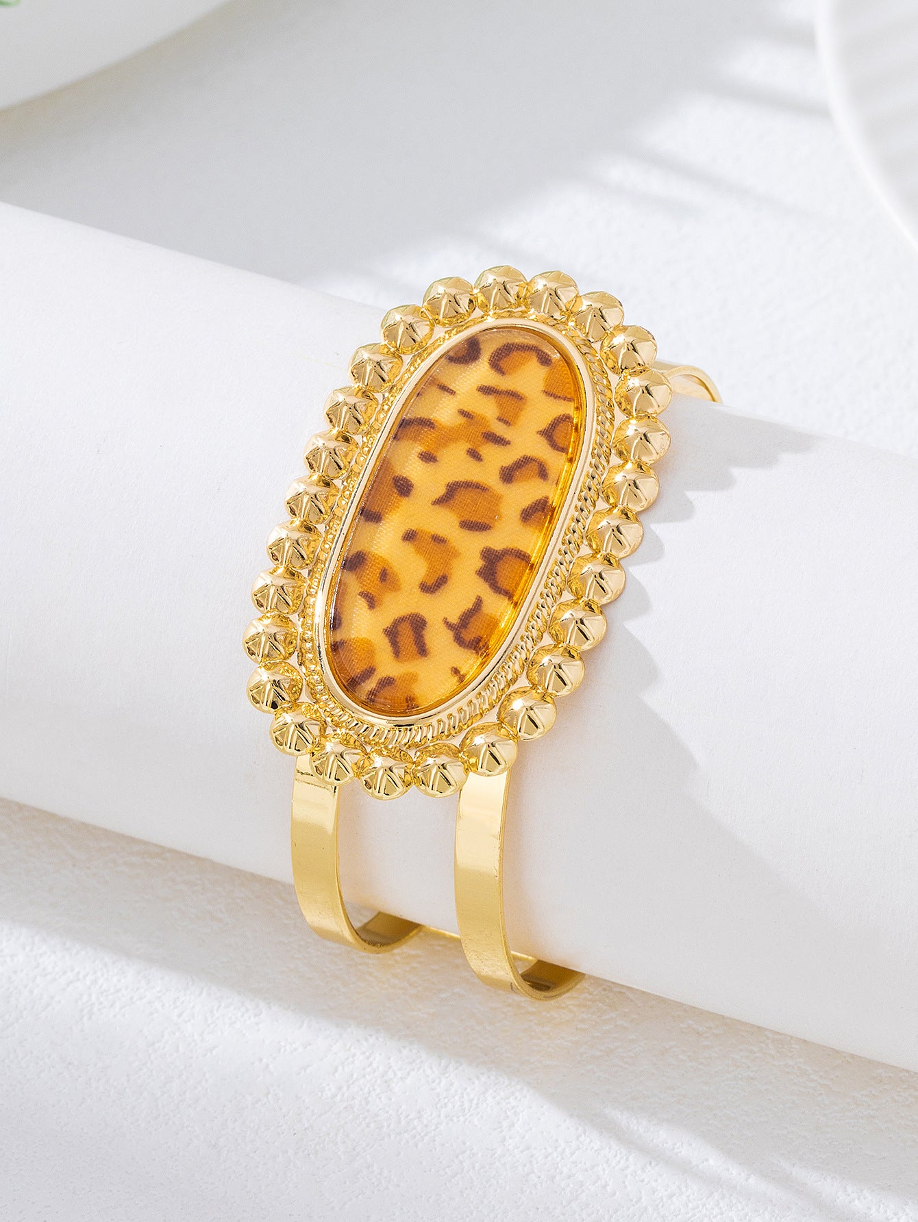 Wholesale Luxury Leopard Print Metal Three-Piece Earrings Ring Bracelet Set Exaggerated Personality Women' s Jewelry