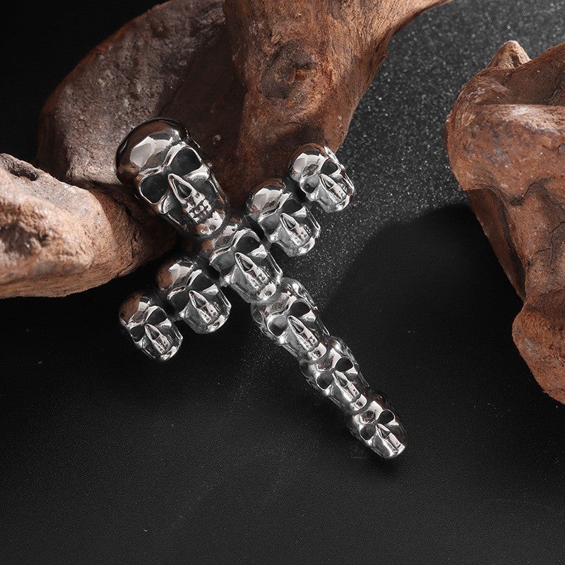 Wholesale Stainless Steel Gothic Skull Cross Pendant Necklace Retro  Sweater Chain Fashion Accessory