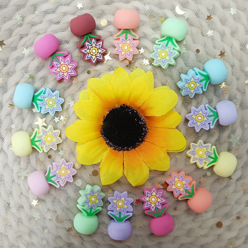 Wholesale Random 10pcs Three-dimensional Potted PVC Soft Glue Focal Beads DIY Beaded Pen Accessories