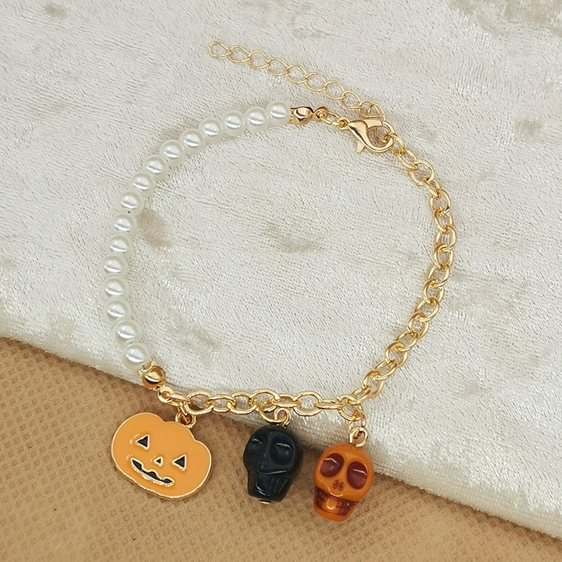 Wholesale Ghost Bat Pumpkin Skull Pendant Halloween Beaded Bracelet ACC-BT-Haol012