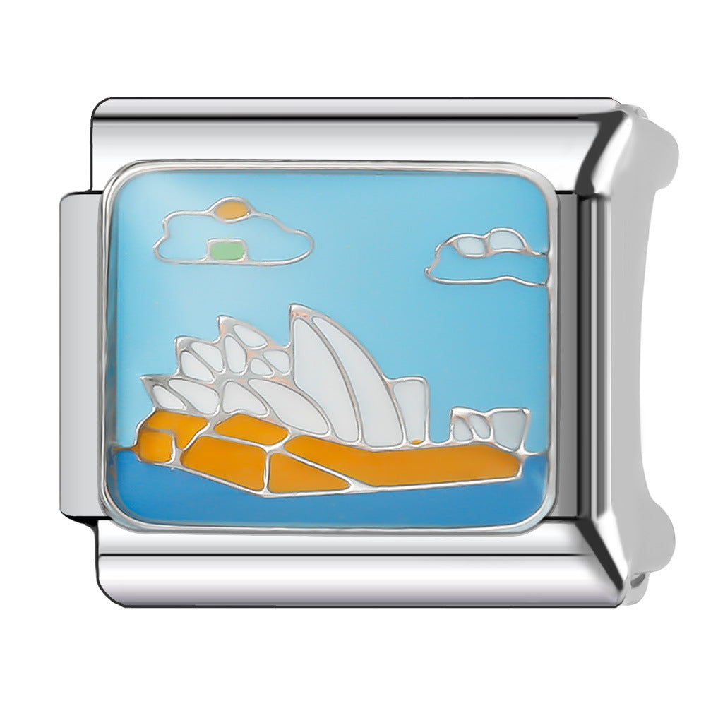 Wholesale Italian Charm Bracelet 9mm DIY Splicing Creative Pattern Stainless Steel Composable Bracelet