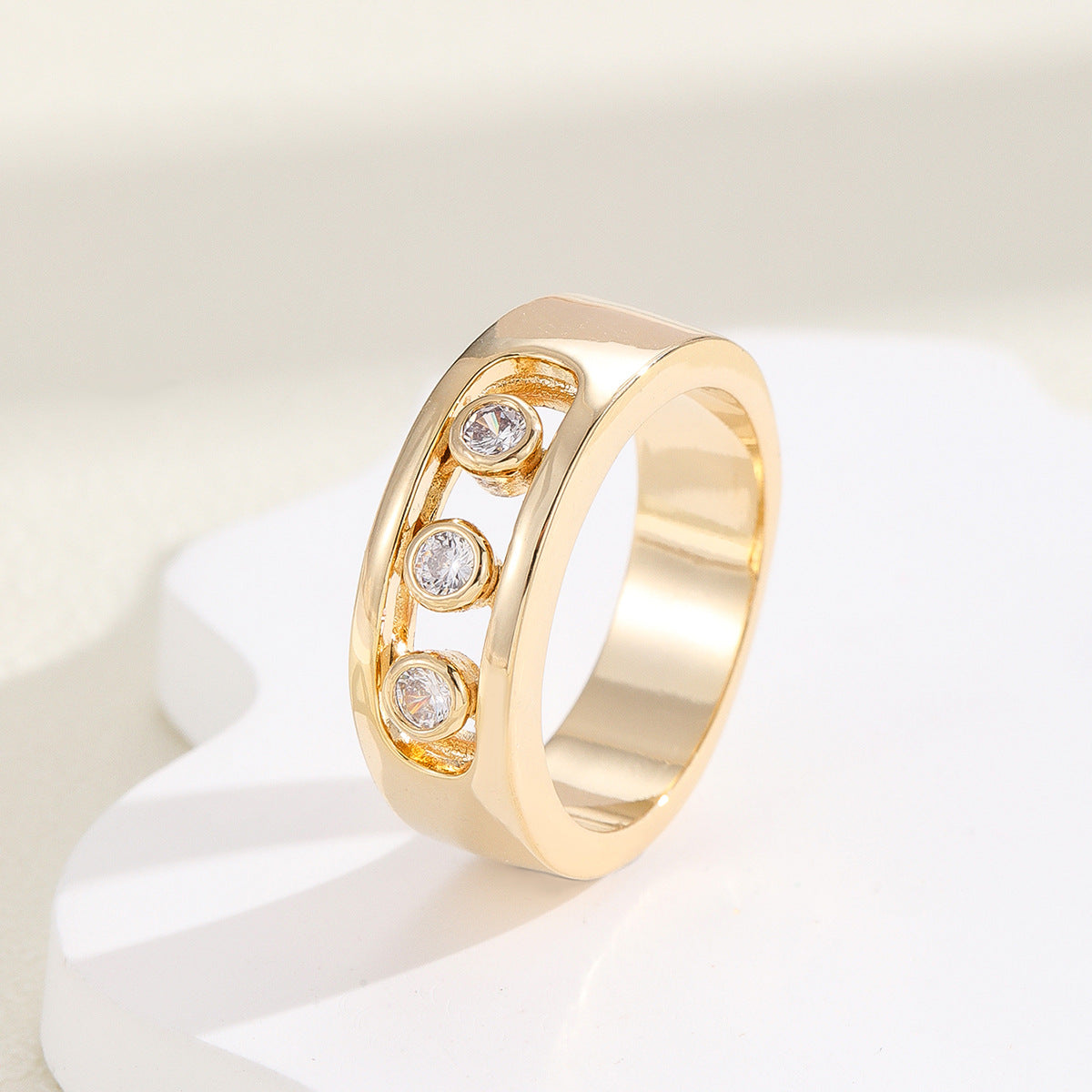 Wholesale Copper Electroplated Gold Geometric Ring Stylish Jewelry Accessory Gift