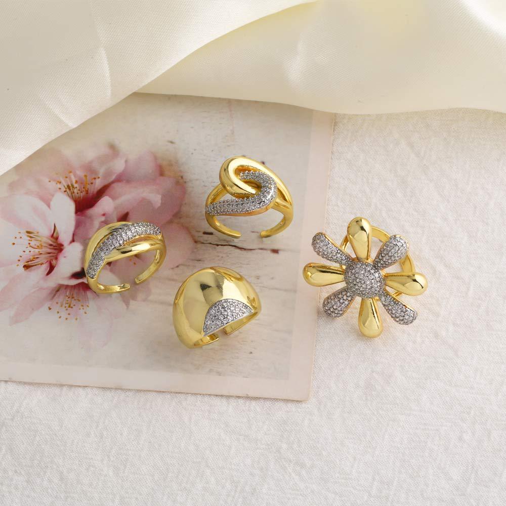 Wholesale two-tone cross sunflower open ring