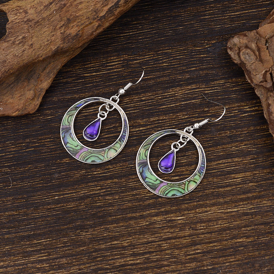 Wholesale Vintage Bohemian Round Openwork Teardrop Earrings