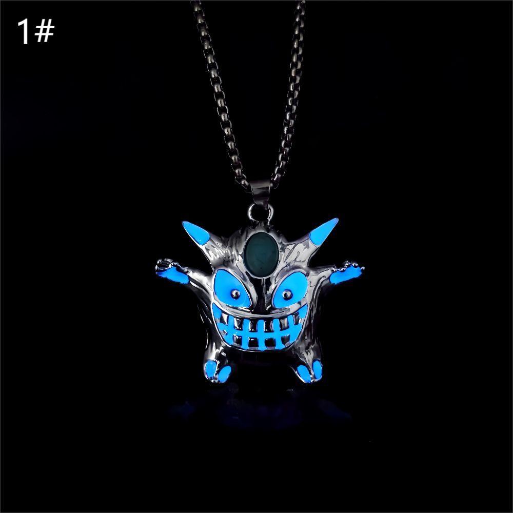 Wholesale Halloween Alloy Electroplating Demon Monster Luminous Necklace