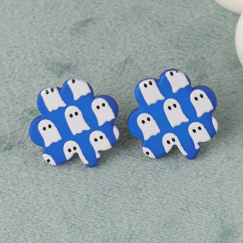 Wholesale   Ghost Bat Geometric Flowers Acrylic Earrings