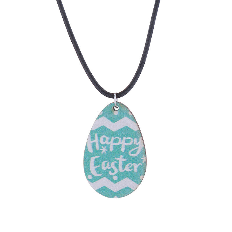 Wholesale Easter Earrings Rabbit Flower Basket Print Wooden Earrings