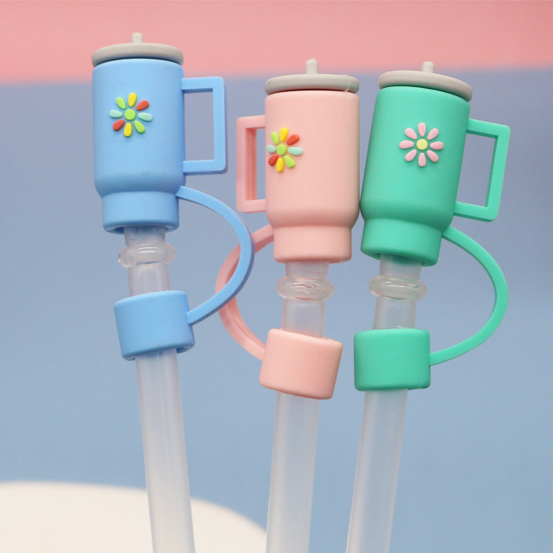 Wholesale 10pcs Silicone 10mm Color Tea Cup Straw Tube Cap ACC-SCR-LengXing001