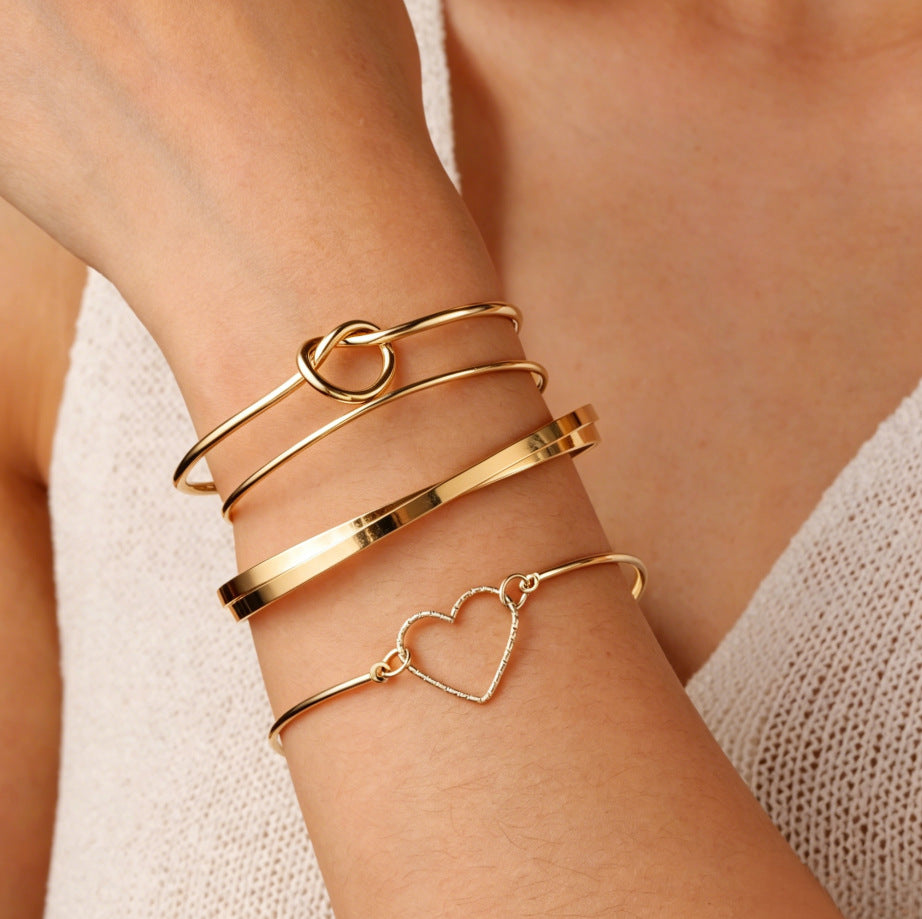 Wholesale Layered Cross &  Flower Pendant Jewelry Set,  Alloy Bracelet Bangle,  Boutique Resale