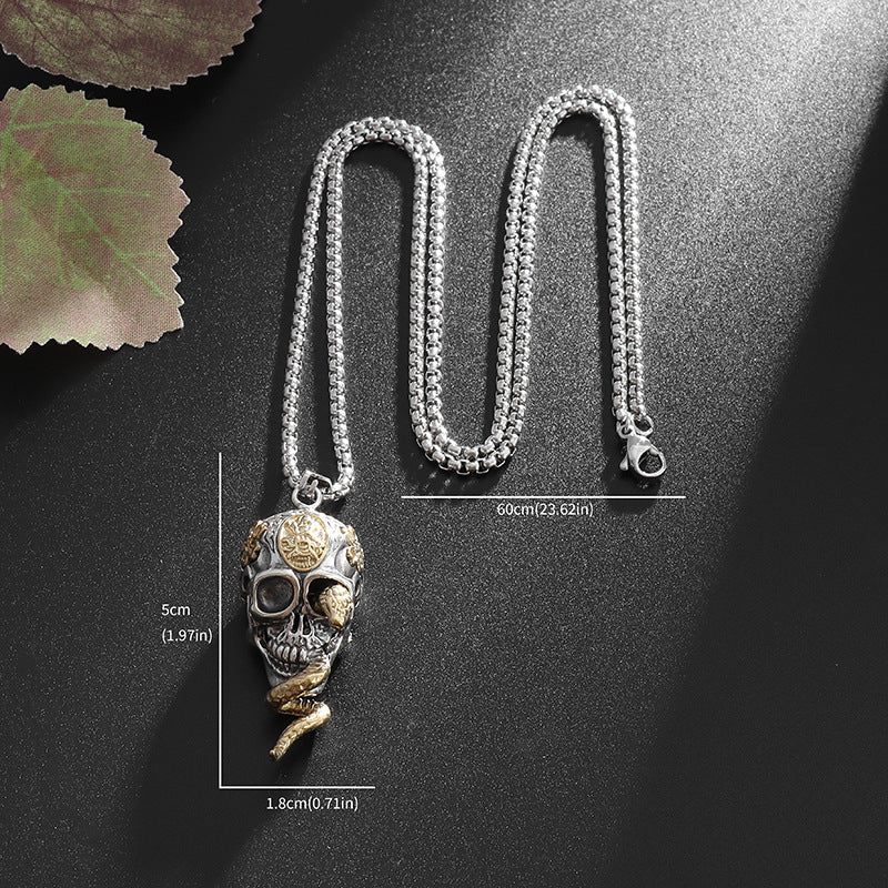 Wholesale skull spirit snake winding personality dark hip hop necklaces