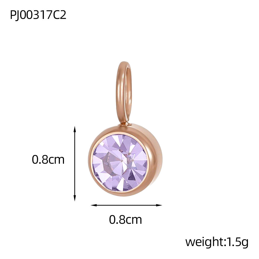 Wholesale Stainless steel birthday stone DIY color pendant