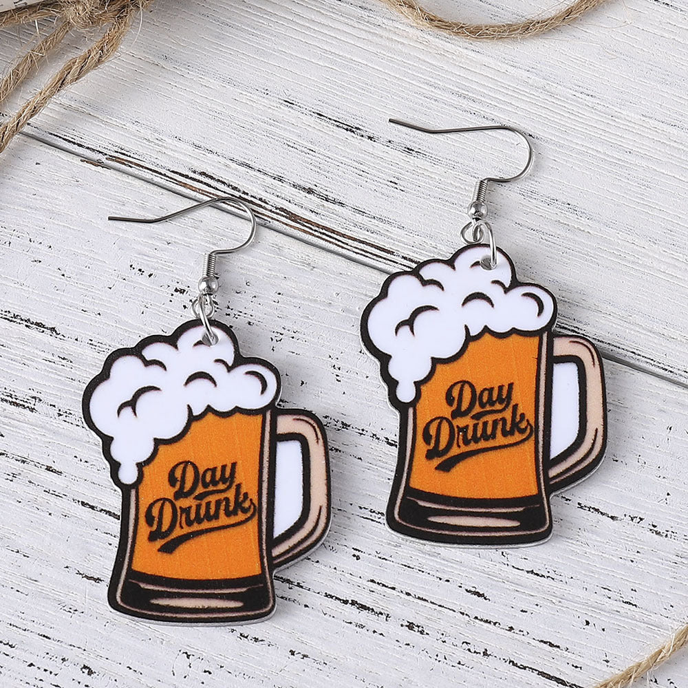 Wholesale Summer Style Beach Party Beer Mug Acrylic Earrings ACC-ES-ChuLian092