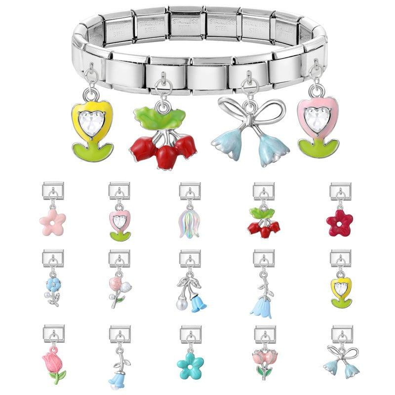 Wholesale Italian Charm Bracelet 9mm DIY Splicing Creative Pendant Stainless Steel Composable Bracelet