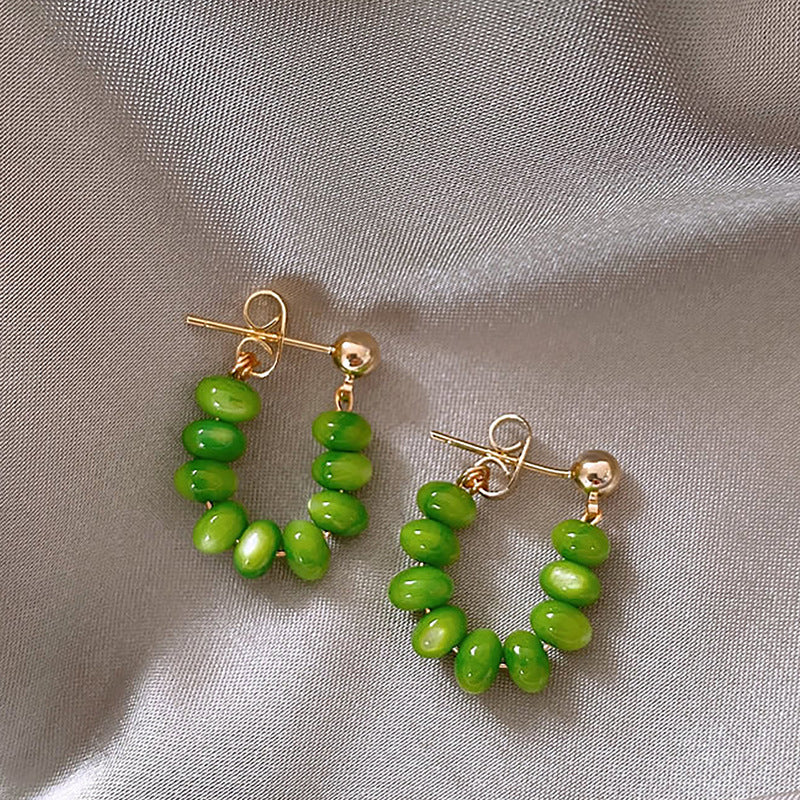 Wholesale White Opal U-shaped Polka Dot Earrings Fashion Accessory Boutique Resale