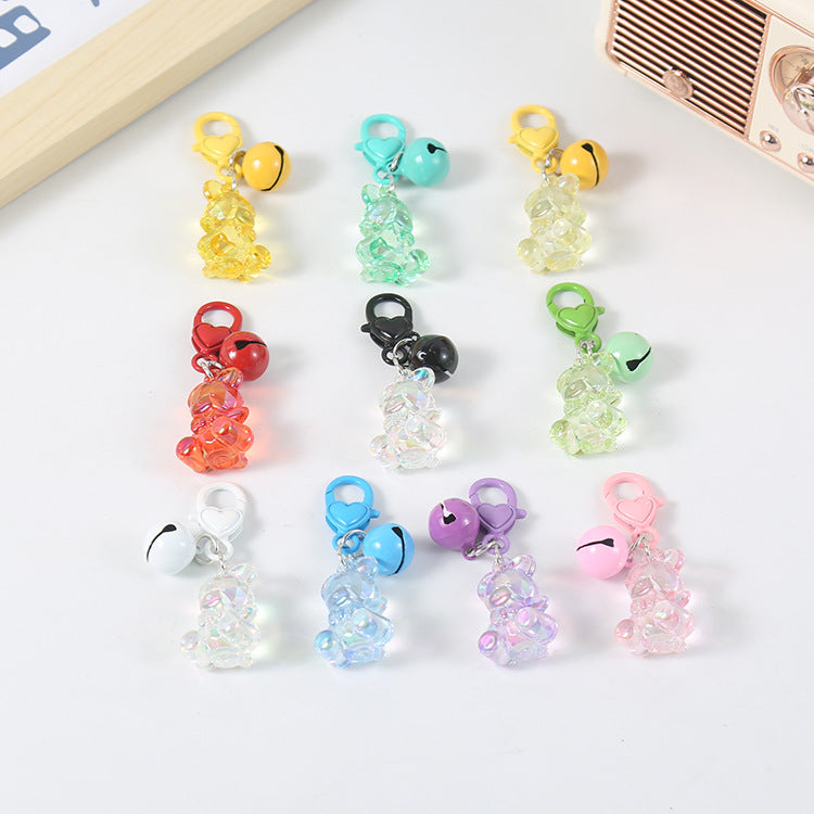 Wholesale Acrylic Teddy Bear Keychains, Bell Pendants ACC-KC-HuiMei011