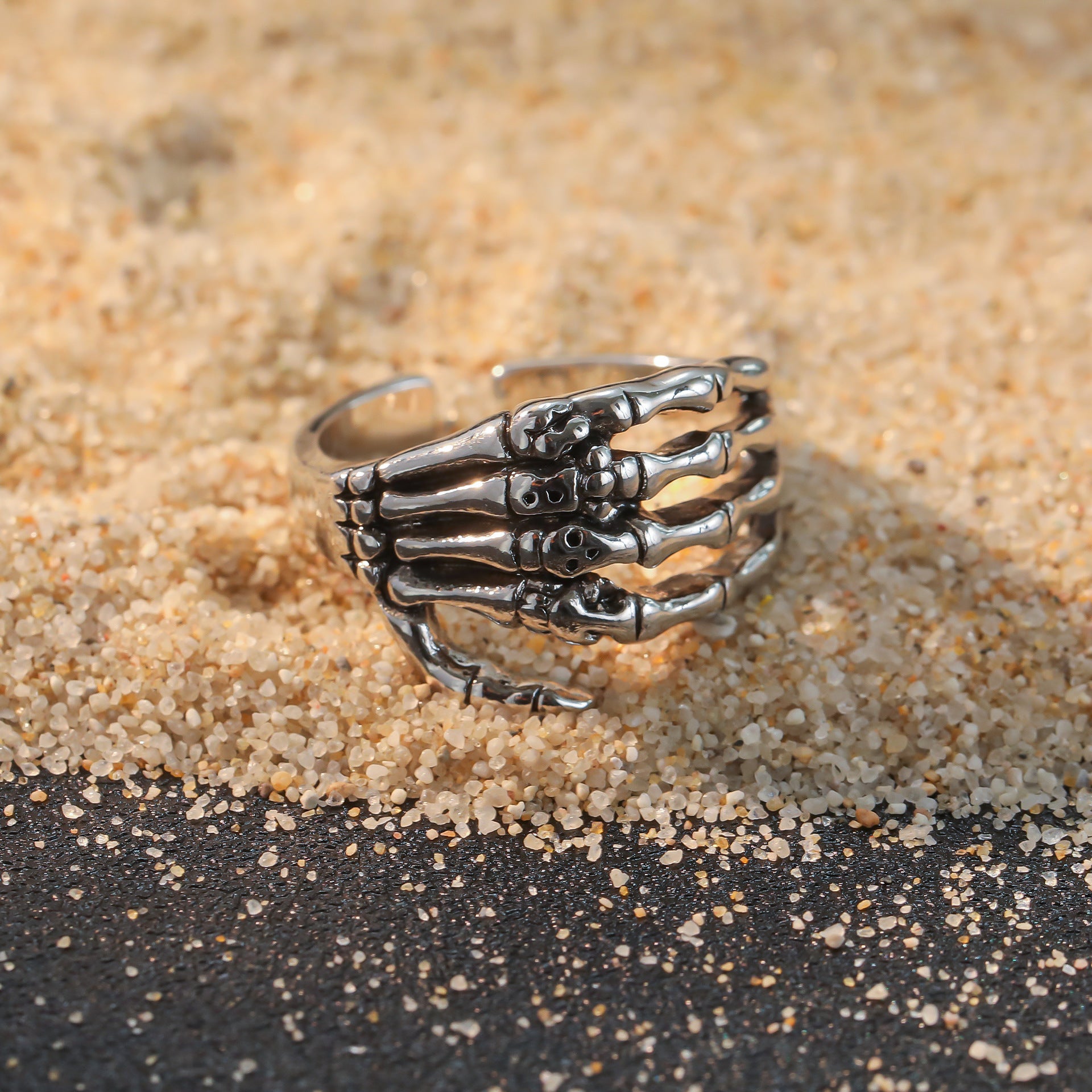 Wholesale Retro Personalized Punk Skull Claw Opening Adjustable Ring