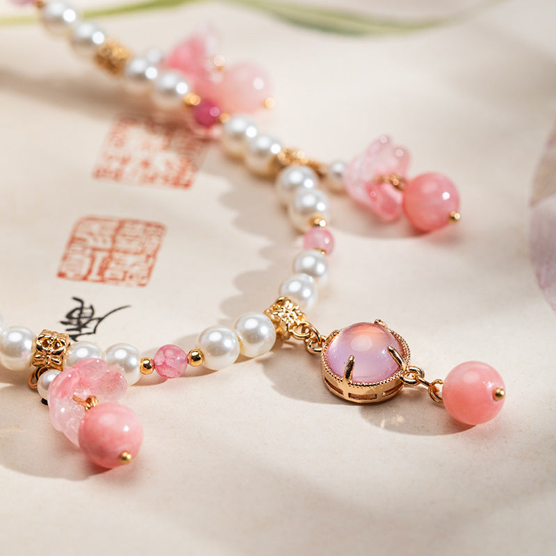 Wholesale Hanfu Style Pink Yuluo Necklace Traditional Chinese Fairy Jewelry Accessory for Women