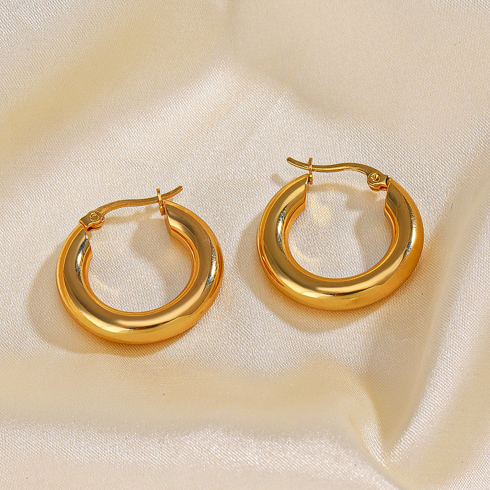 Wholesale Geometric Stainless Steel Earrings 18K Gold Plated Earrings Hoop Earrings ACC-ES-JiaLi004