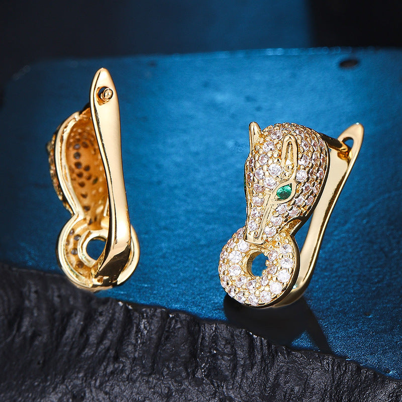 Wholesale Leopard Head Stud Earrings,  Copper Electroplated Fashion Accessory for Boutique Resale