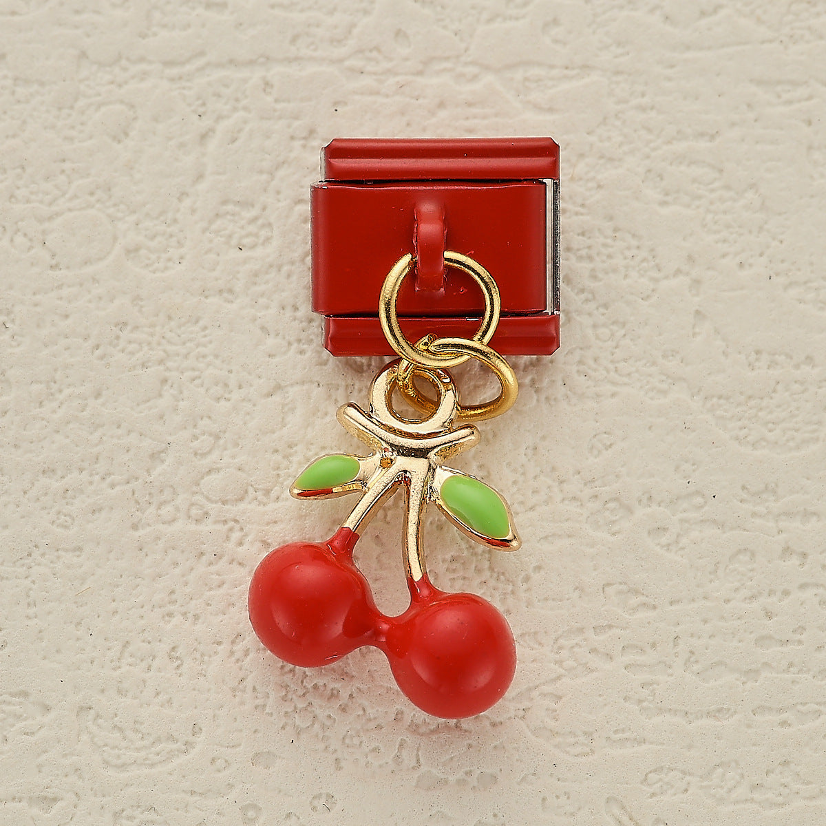 Wholesale 5pcsvCherry Strawberry Watermelon Pendant Red Italian Module DIY Stainless Steel Bracelet Accessories