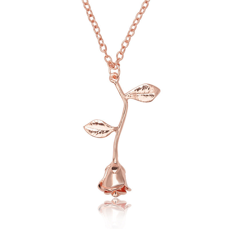Wholesale Love Rose Necklace  Flower Heart-shaped Clavicle Chain