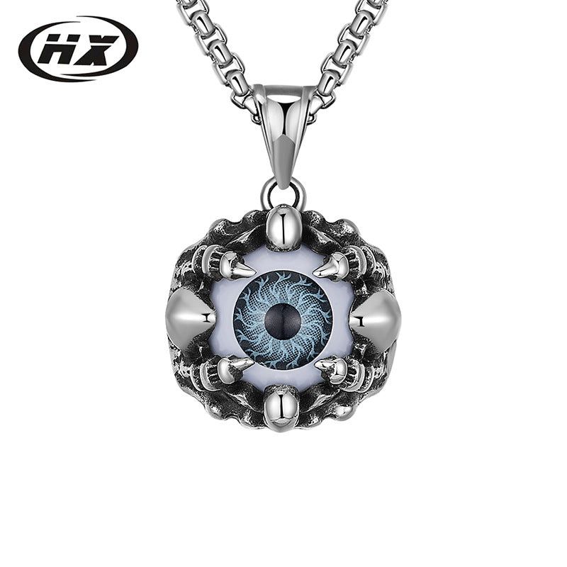Wholesale  Creative hiphop Titanium Steel Devil's Eye Pendant Necklaces