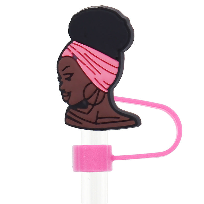 Wholesale Random 100pcs Cartoon Straw Tube Cap 10mm Soft Glue Straw Decoration Straw Cover ACC-SCR-RYY037