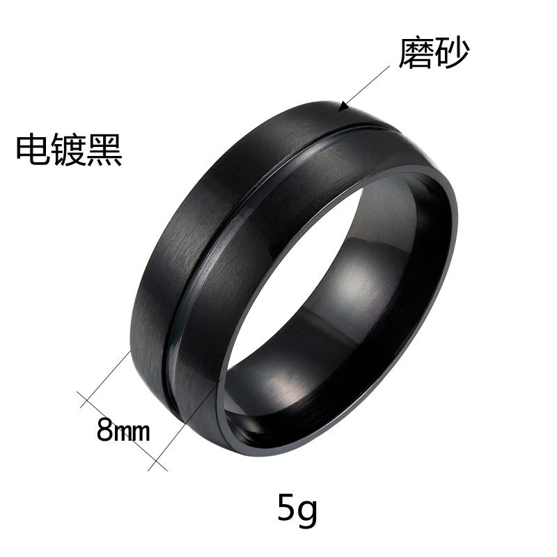 Wholesale  Men's  Electroplated Black Combination Stainless Steel Ring