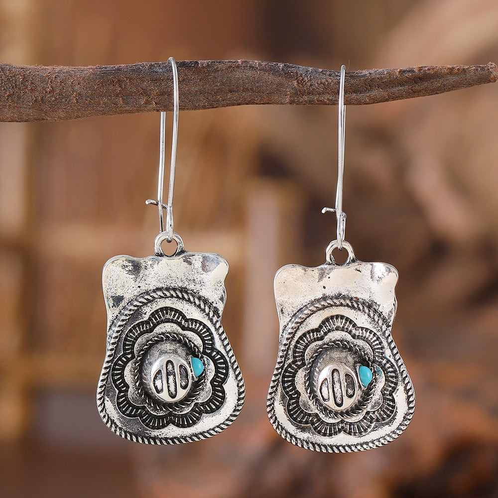 Wholesale  Western Denim Hat Pendant Vintage Earrings