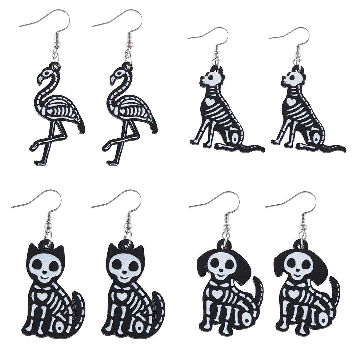 Wholesale Halloween Gothic Skull Flamingo Wooden Earrings ACC-ES-ChuLian045