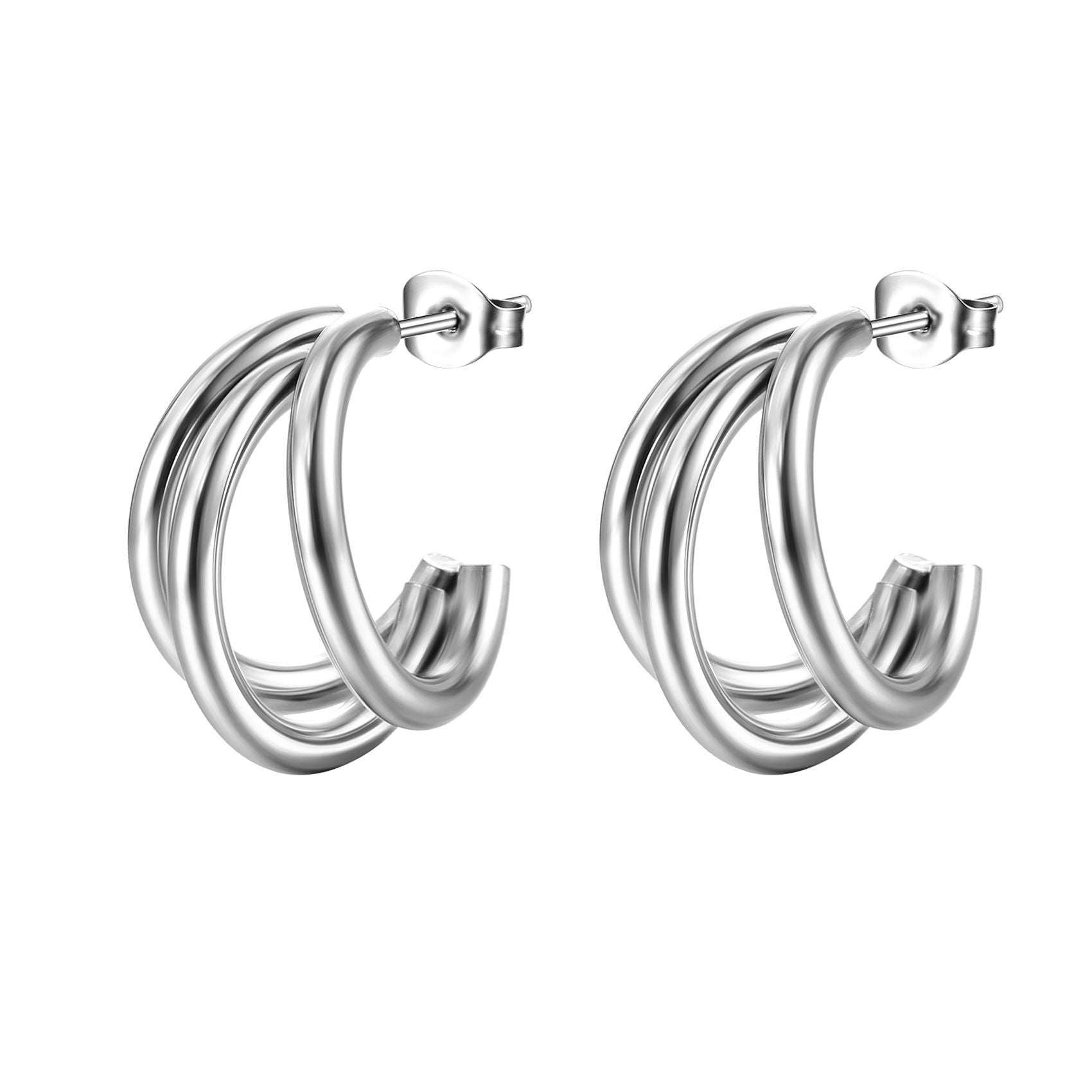Wholesale stainless steel earrings  C- shaped earrings
