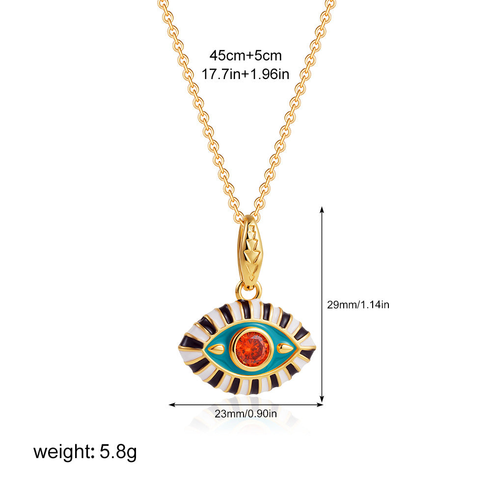 Wholesale Stainless steel 18K Gold Colored Oil Drop Devil's Eye Diamond Necklace Clavicle Chain