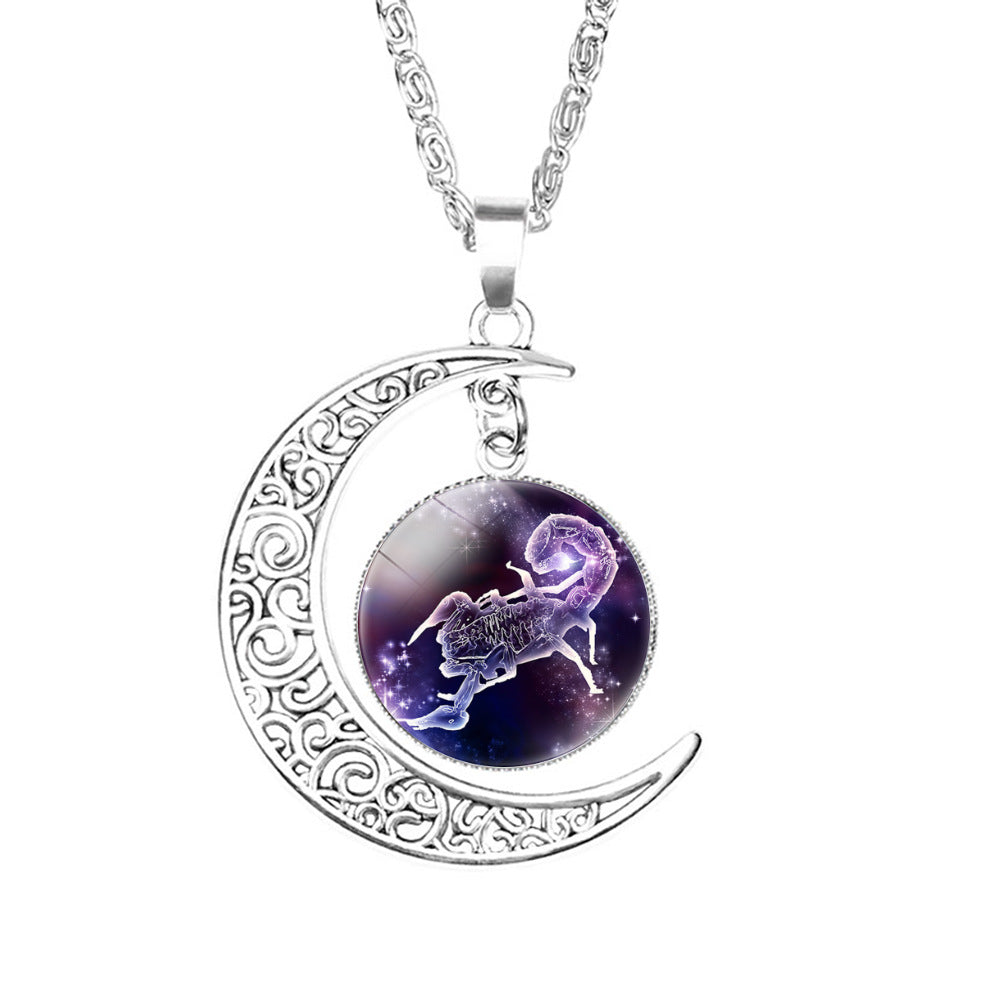 Wholesale Twelve Constellations Colorful Series Moon Necklace