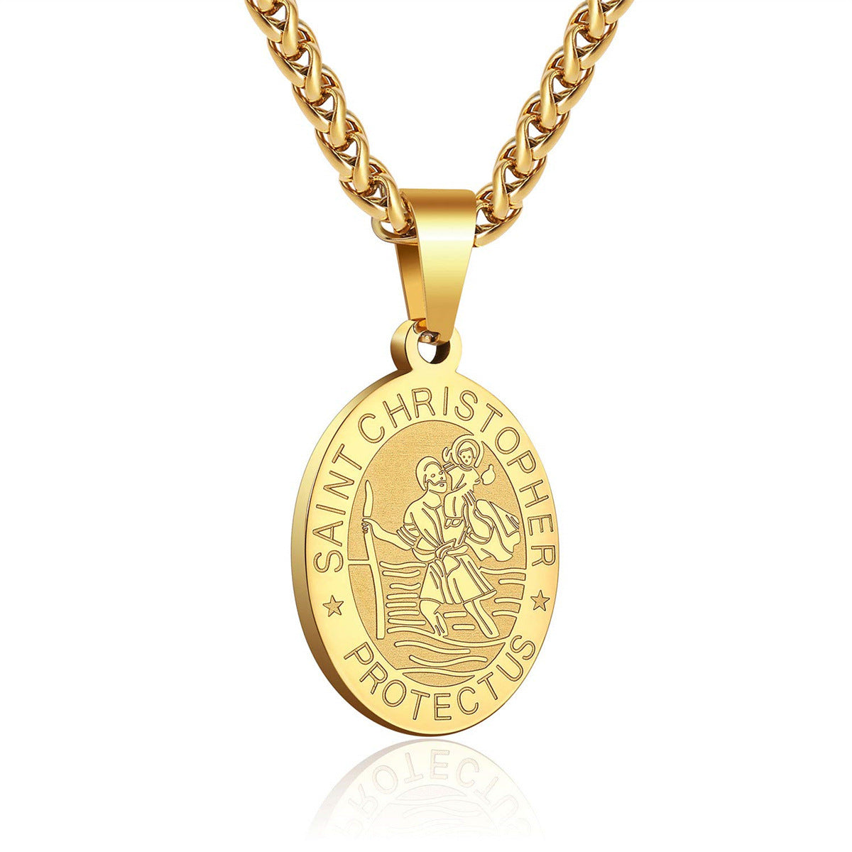 Wholesale double-sided portrait medal cross stainless steel pendant necklace